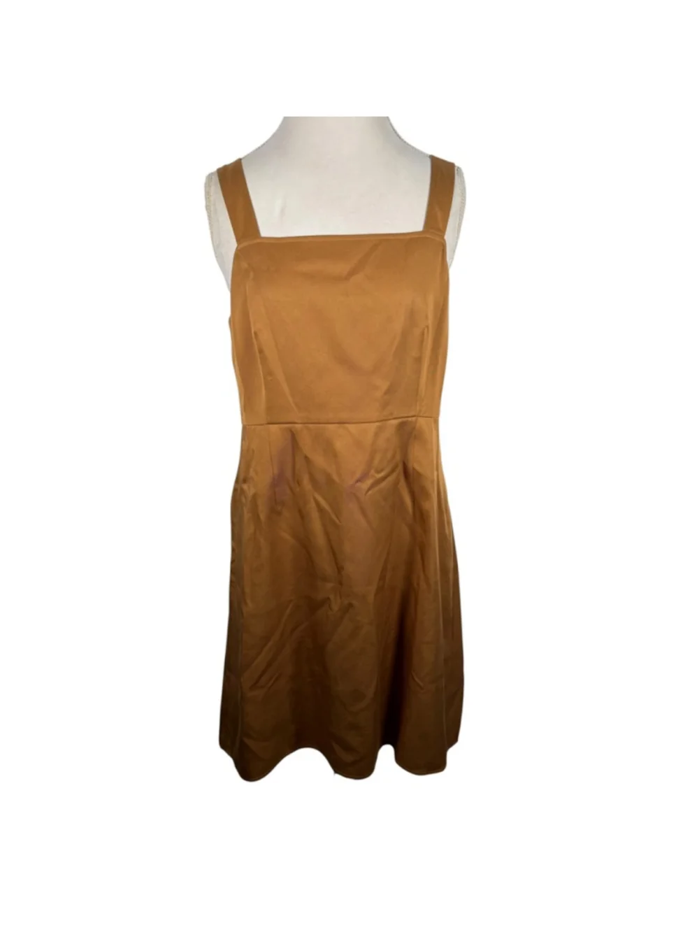 J. Crew Gramercy Twill Square Neck Dress A-Line Sleeveless Mini Caramel Size 14
